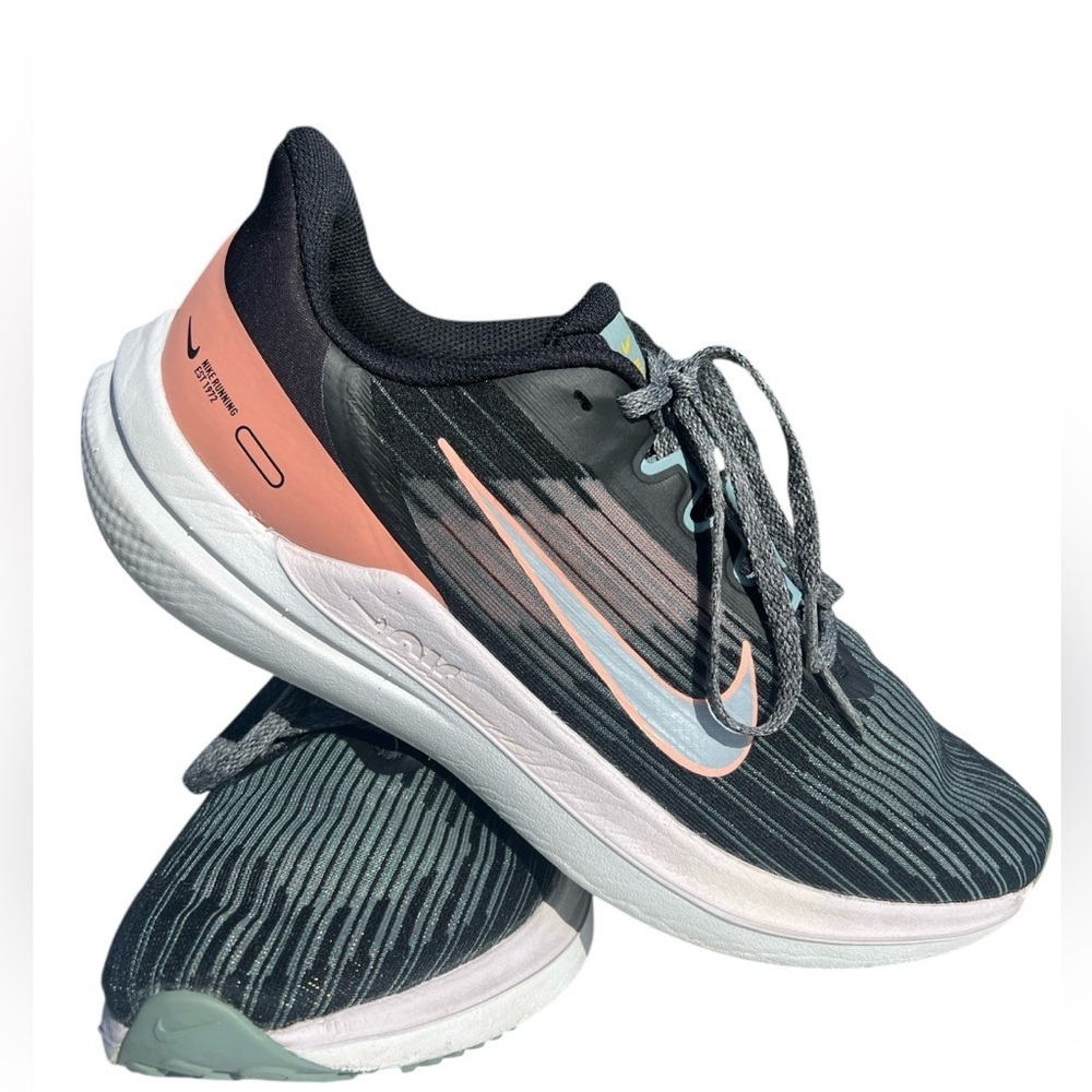 Nike Women’s Running Shoes — Black with Coral and Light Blue Accents
